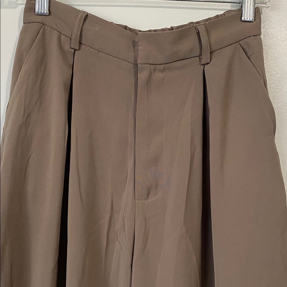 Wide Leg High-Waist Trousers - Taupe - Picture 4 of 15